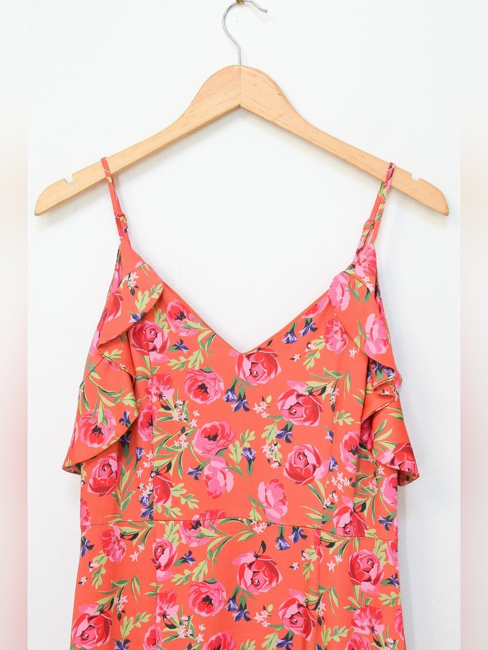 Anthropologie Keepsake Floral Midi Dress Pink Coral Sz M Cocktail Boho Romantic - Picture 4 of 14